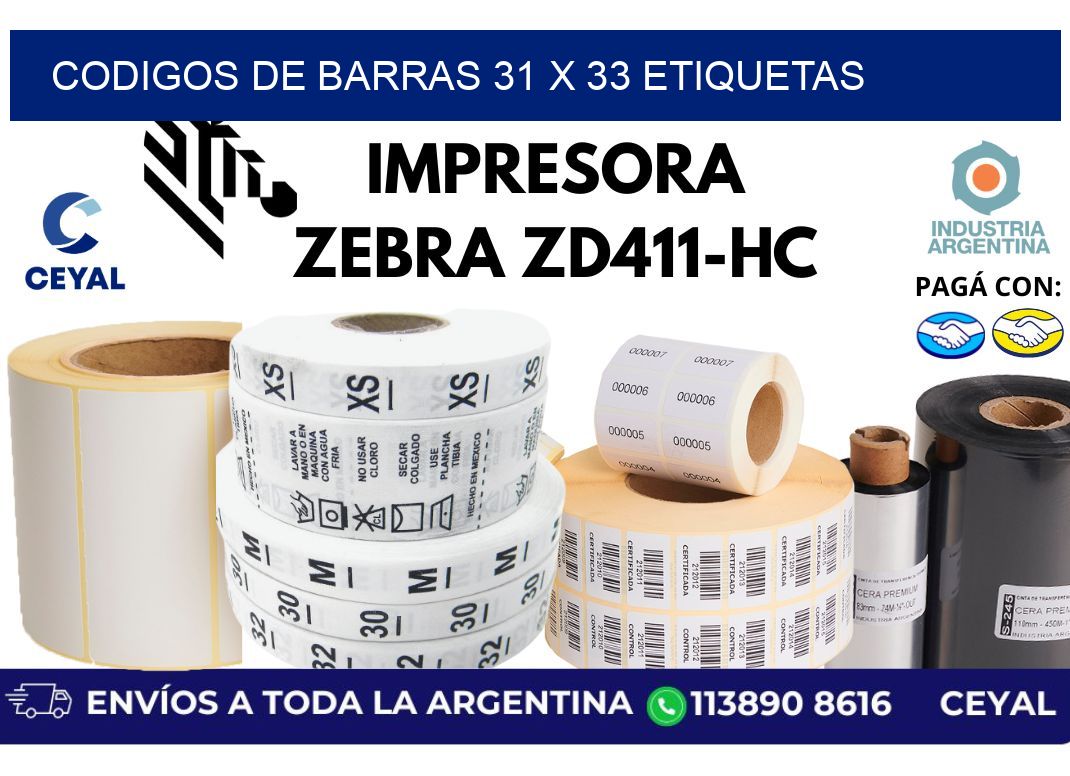 codigos de barras 31 x 33 etiquetas