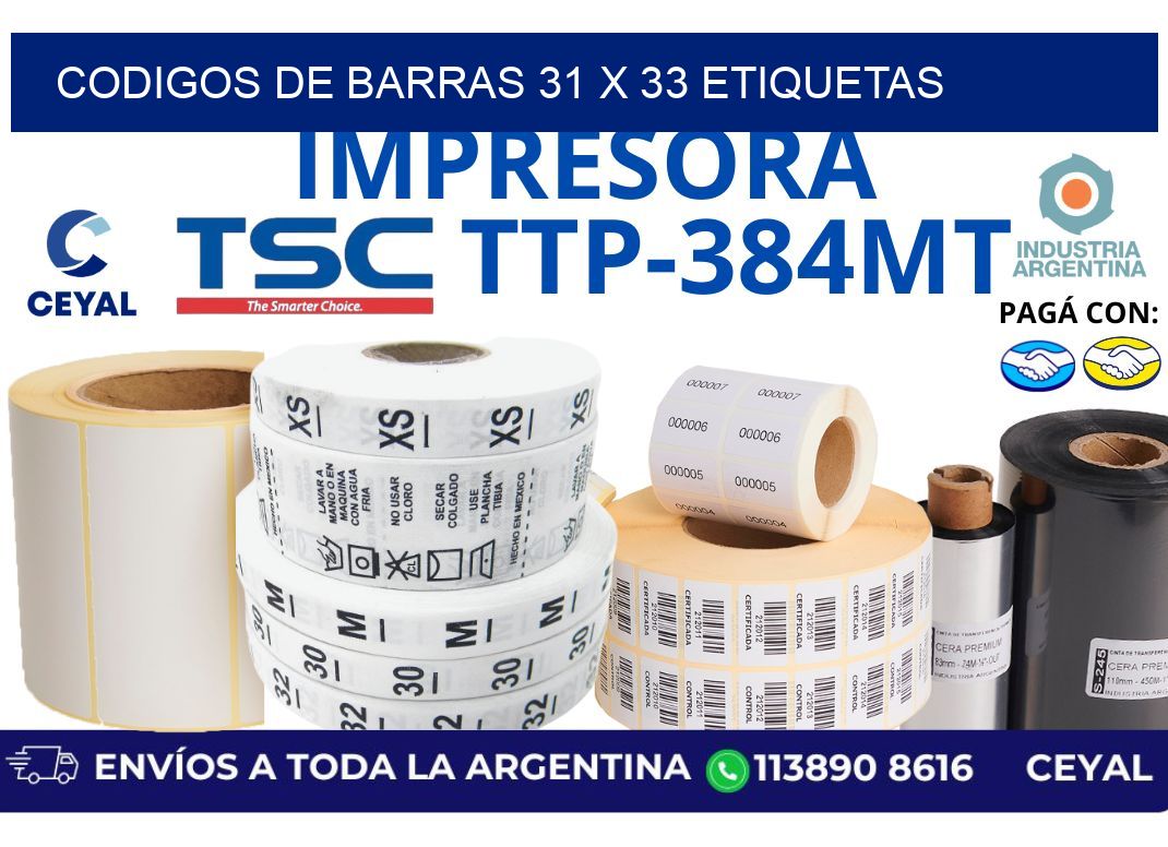 codigos de barras 31 x 33 etiquetas
