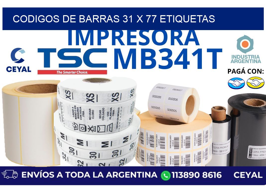 codigos de barras 31 x 77 etiquetas