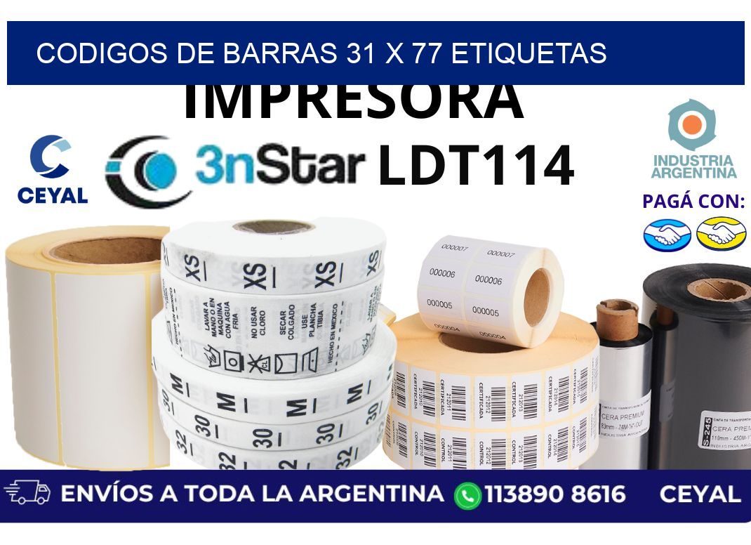 codigos de barras 31 x 77 etiquetas