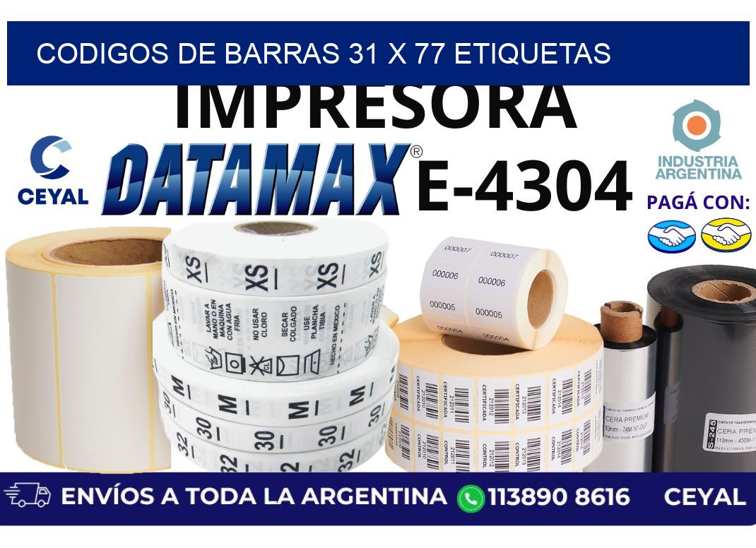 codigos de barras 31 x 77 etiquetas