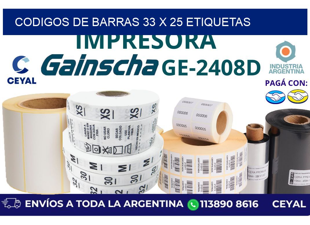 codigos de barras 33 x 25 etiquetas