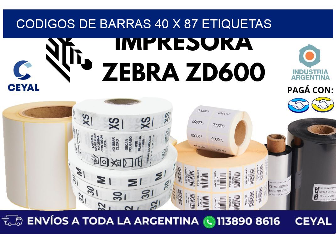 codigos de barras 40 x 87 etiquetas