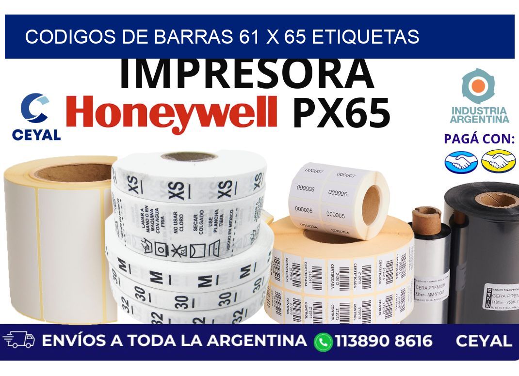 codigos de barras 61 x 65 etiquetas