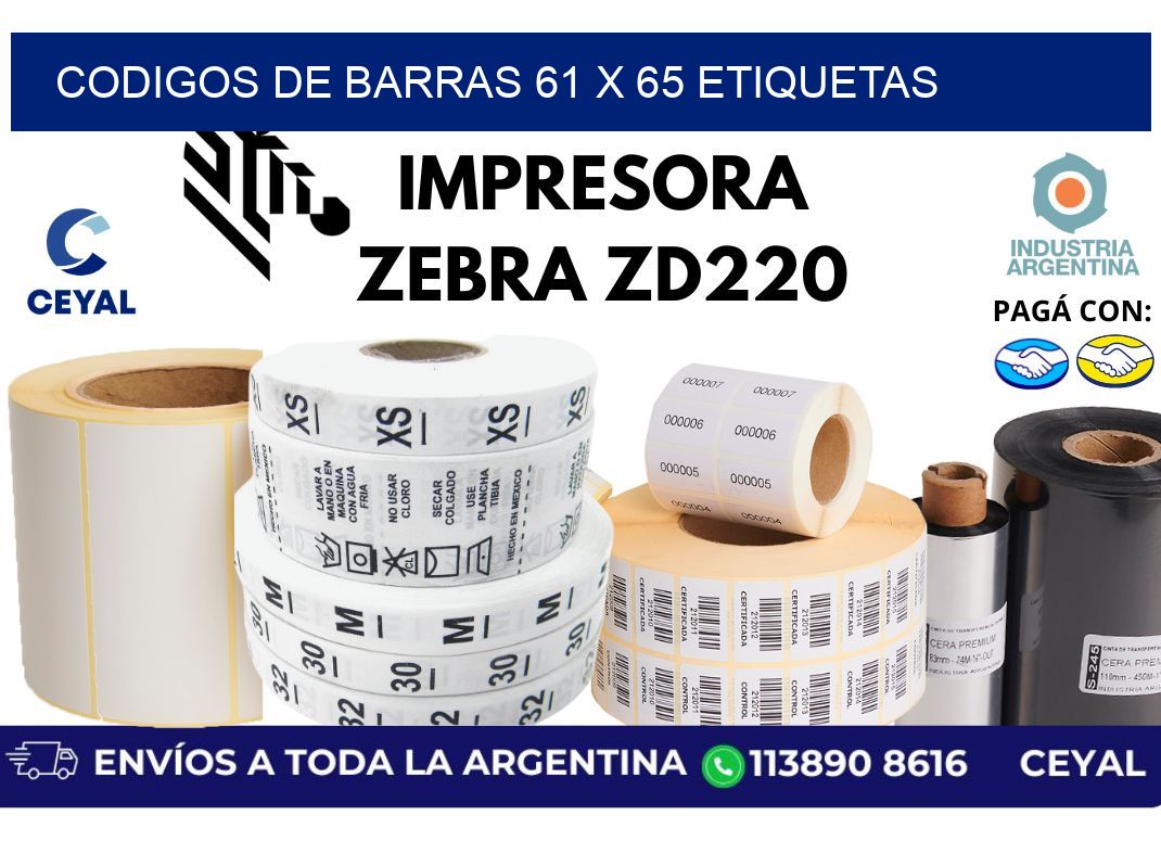 codigos de barras 61 x 65 etiquetas