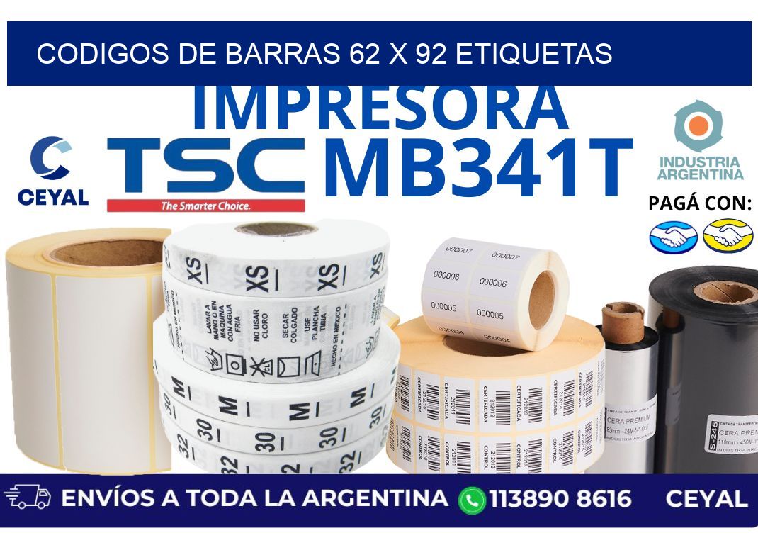 codigos de barras 62 x 92 etiquetas