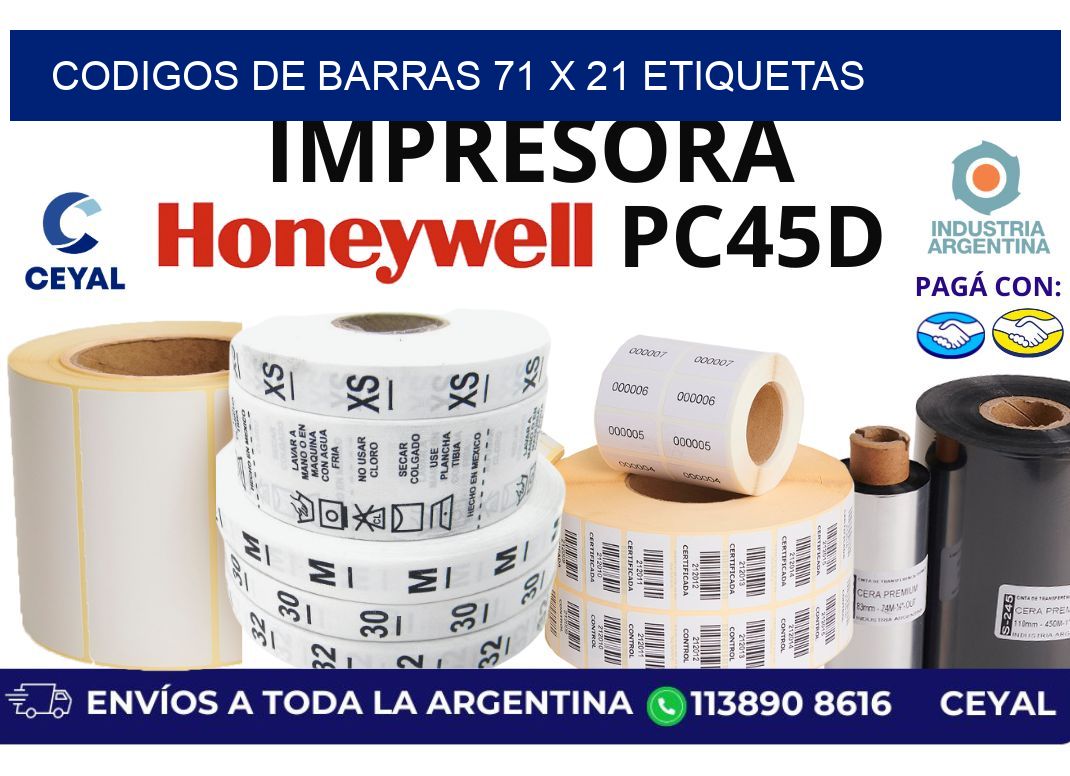codigos de barras 71 x 21 etiquetas