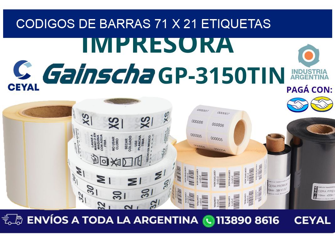 codigos de barras 71 x 21 etiquetas