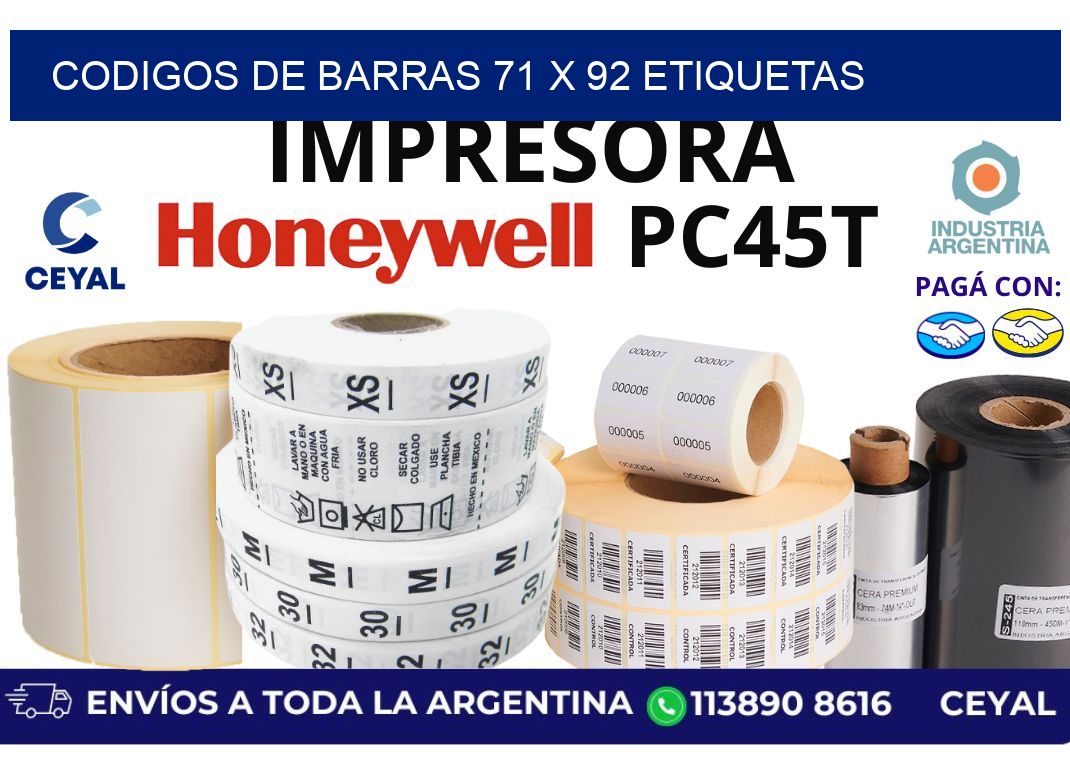 codigos de barras 71 x 92 etiquetas
