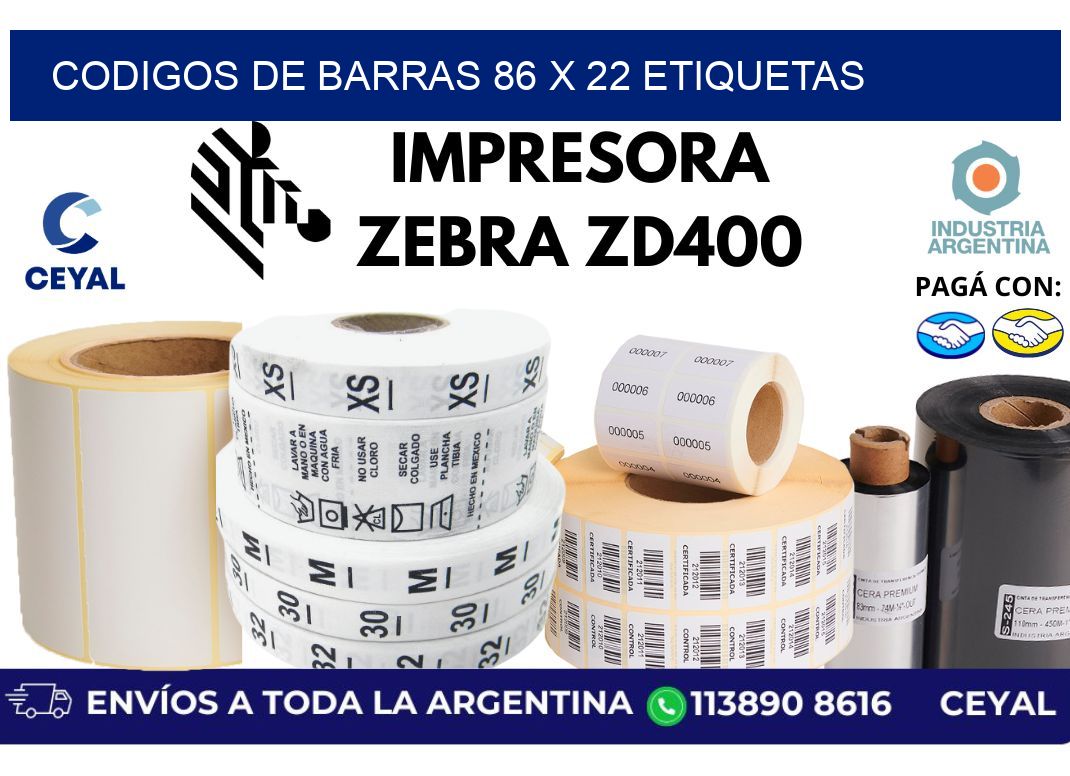 codigos de barras 86 x 22 etiquetas