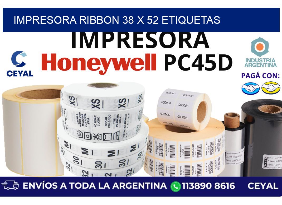 impresora ribbon 38 x 52 etiquetas