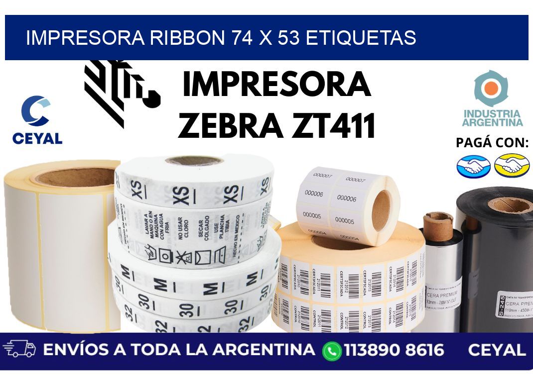 impresora ribbon 74 x 53 etiquetas