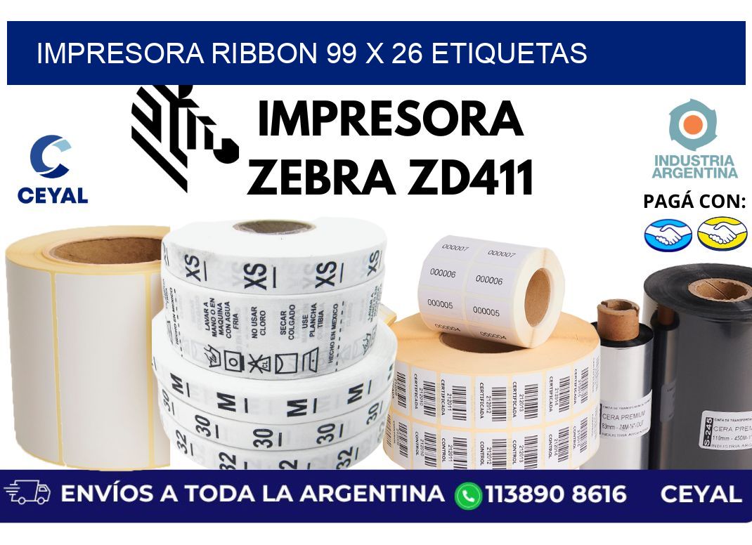 impresora ribbon 99 x 26 etiquetas