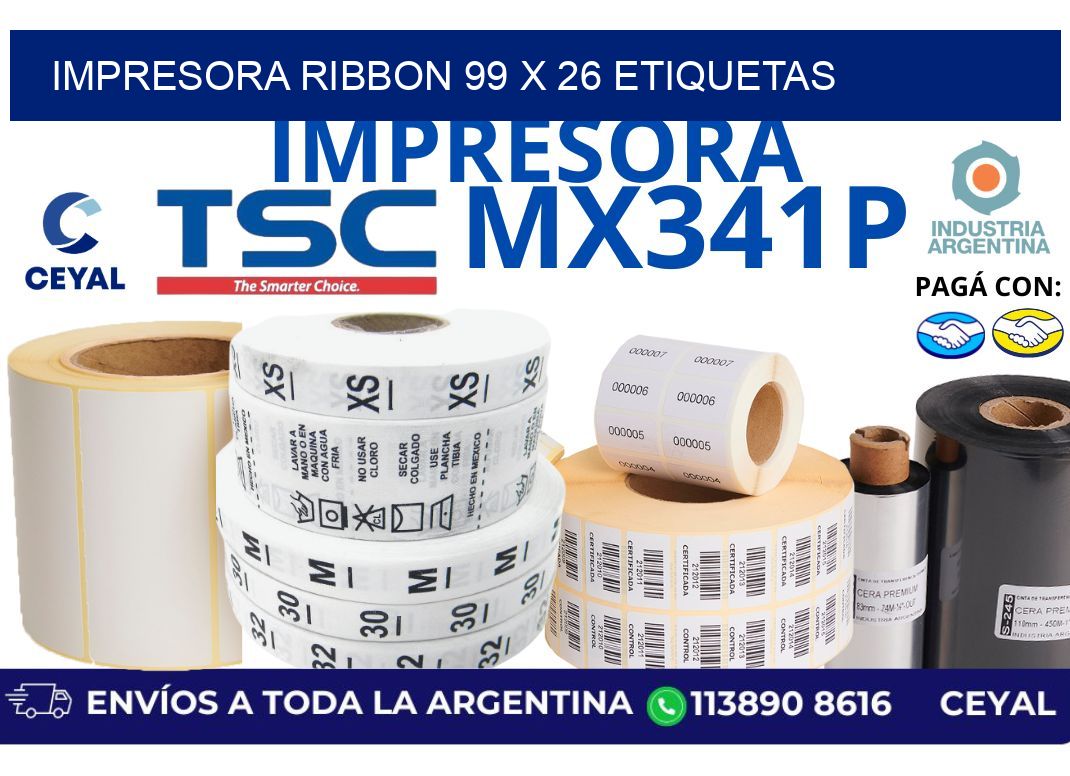 impresora ribbon 99 x 26 etiquetas