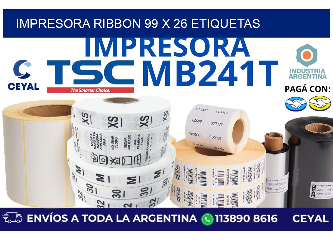 impresora ribbon 99 x 26 etiquetas
