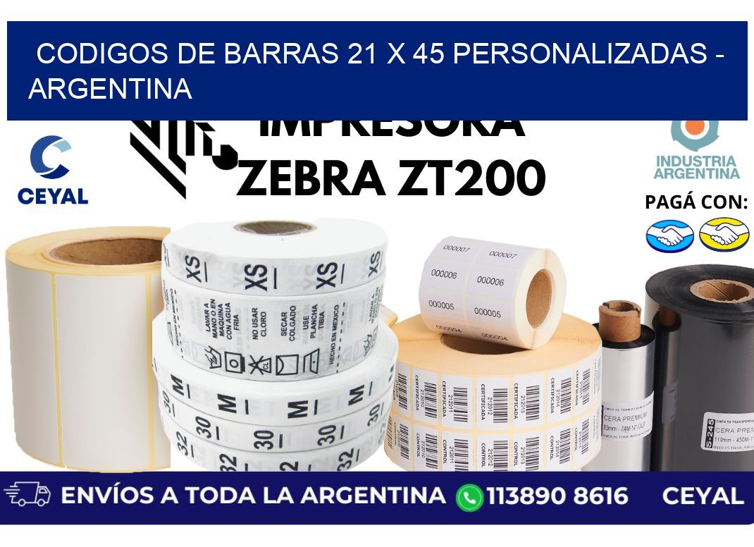 codigos de barras 21 x 45 personalizadas – Argentina