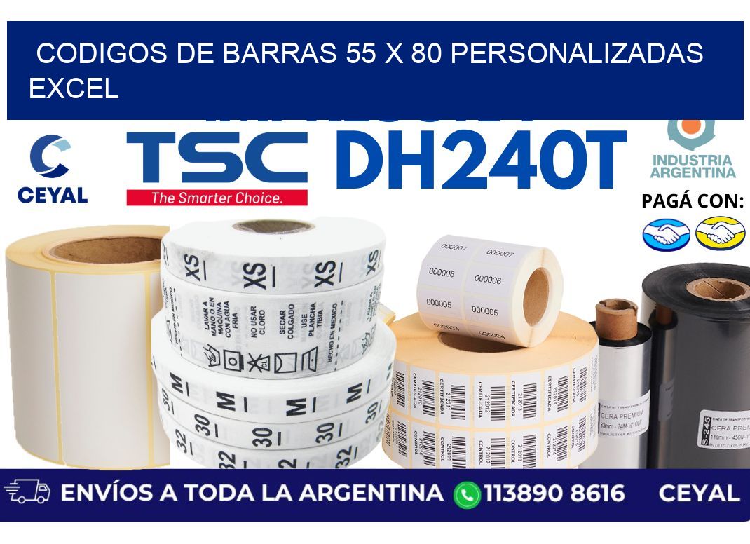codigos de barras 55 x 80 personalizadas excel