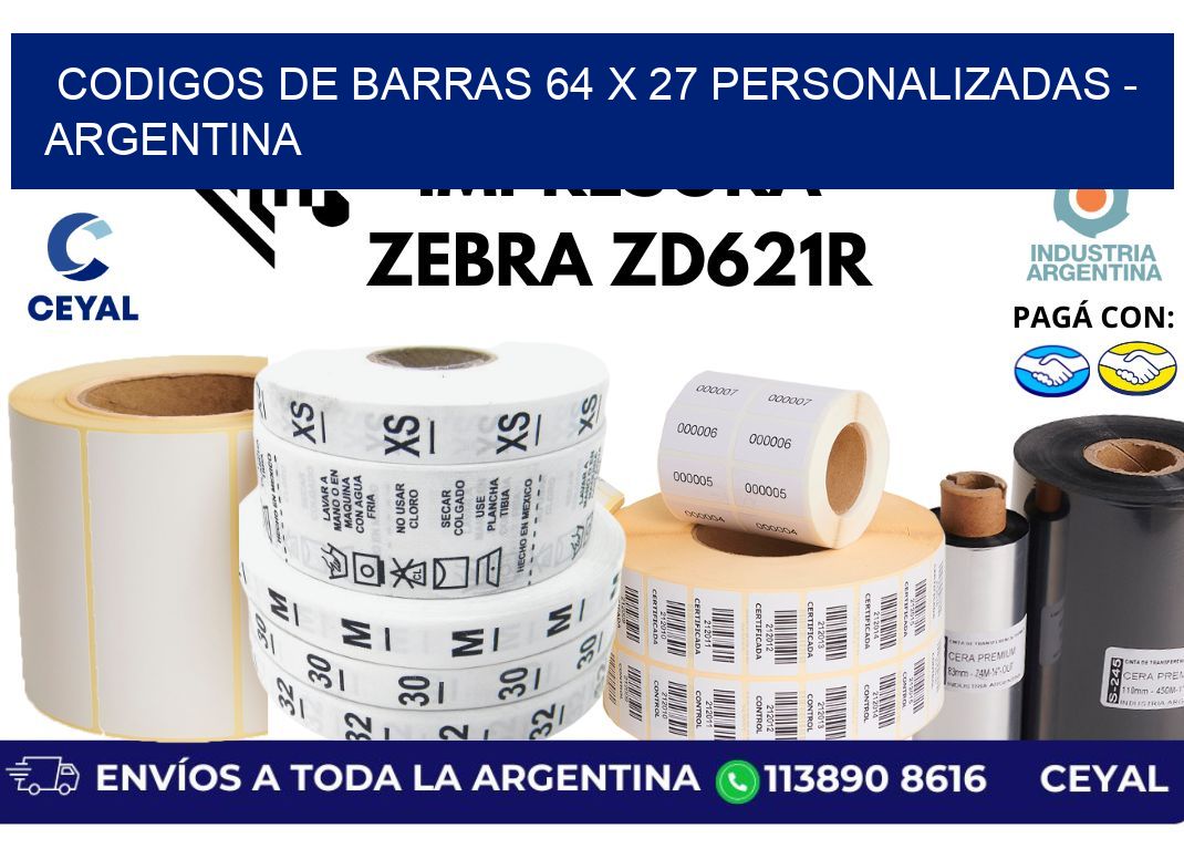 codigos de barras 64 x 27 personalizadas – Argentina