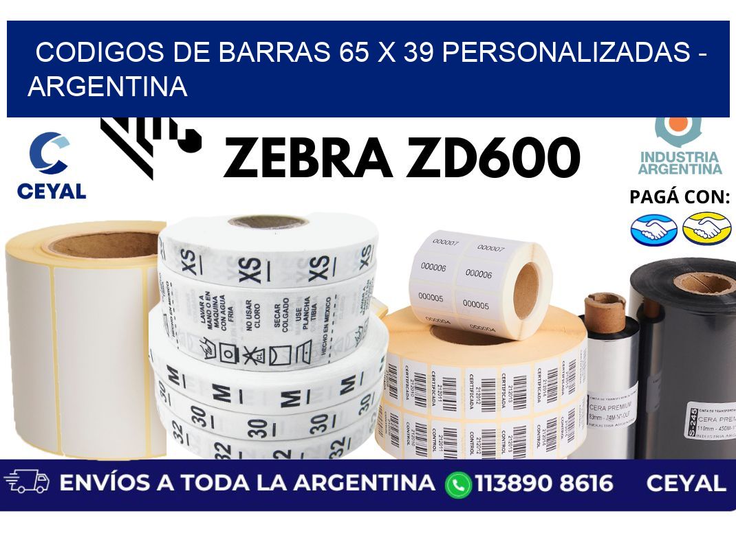 codigos de barras 65 x 39 personalizadas – Argentina