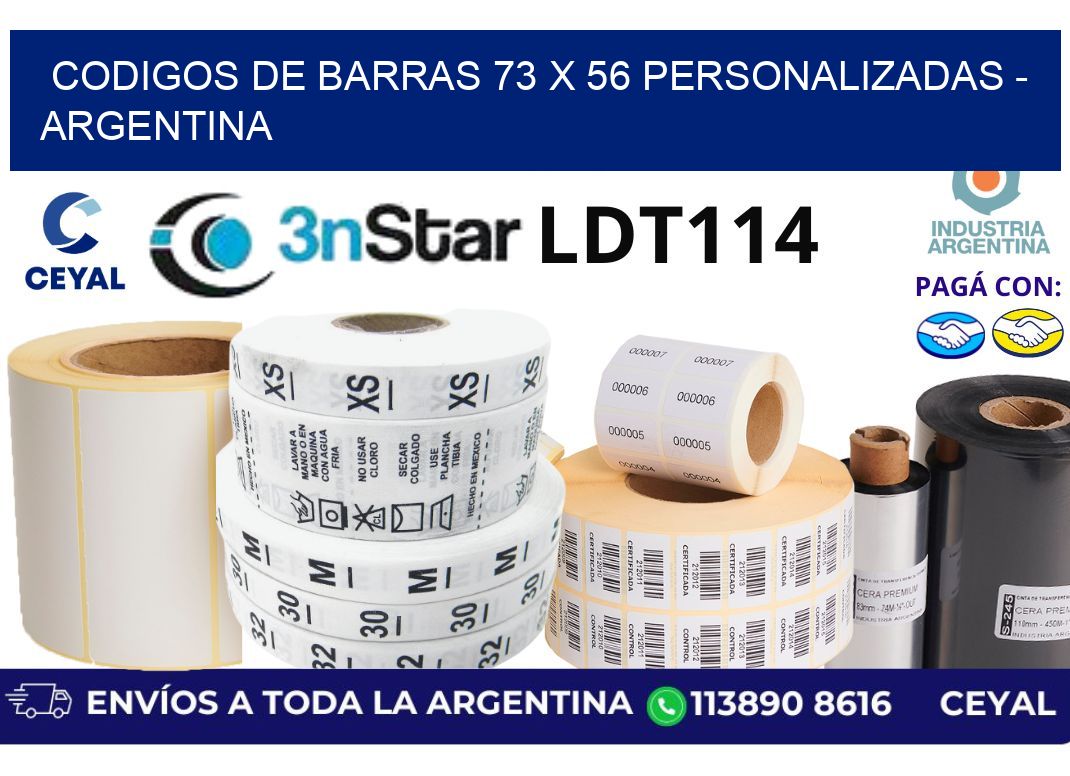 codigos de barras 73 x 56 personalizadas - Argentina