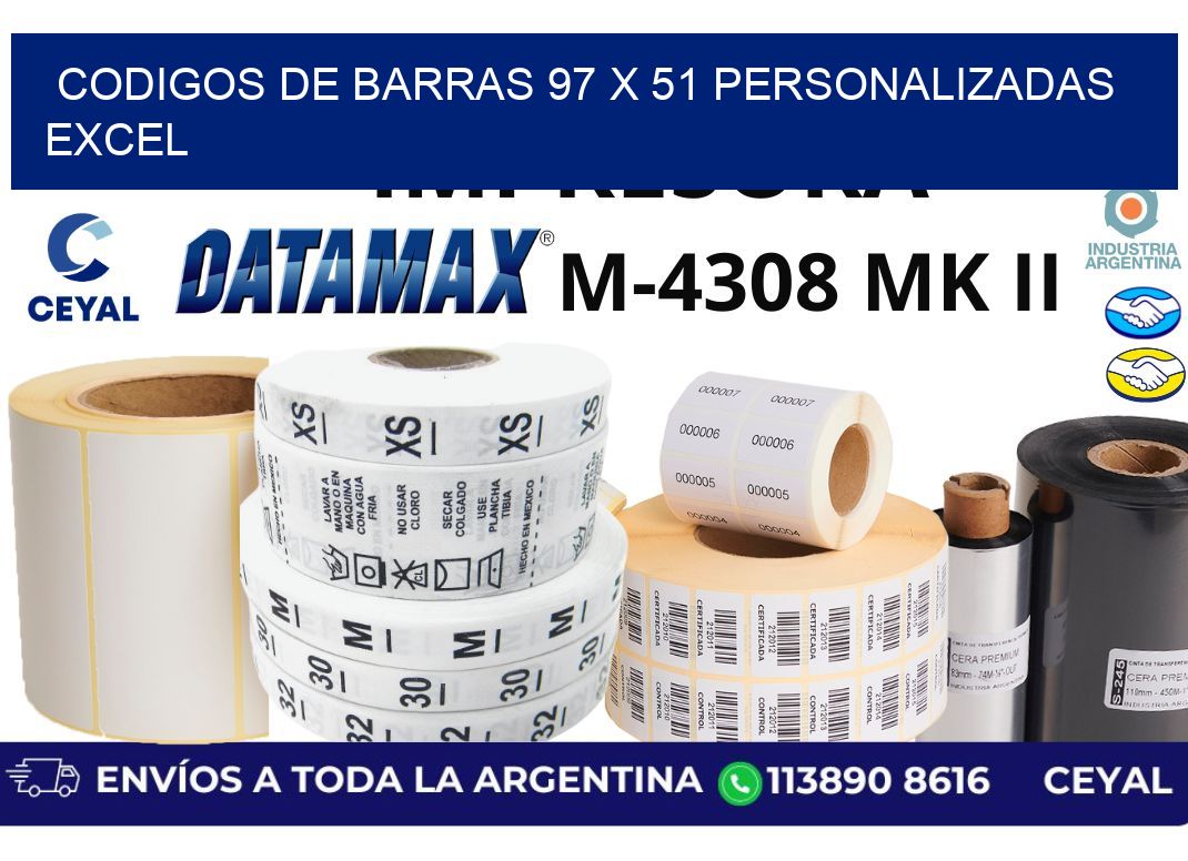 codigos de barras 97 x 51 personalizadas excel