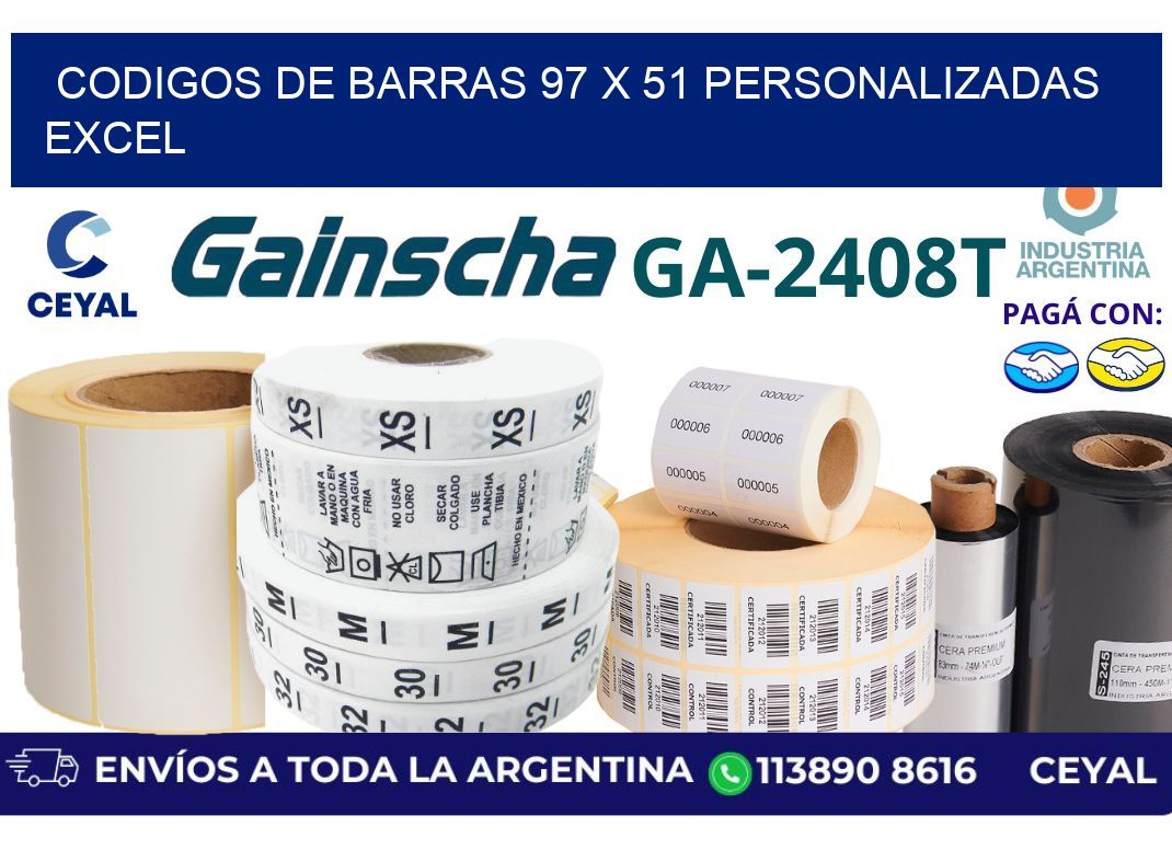 codigos de barras 97 x 51 personalizadas excel