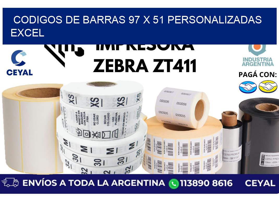 codigos de barras 97 x 51 personalizadas excel