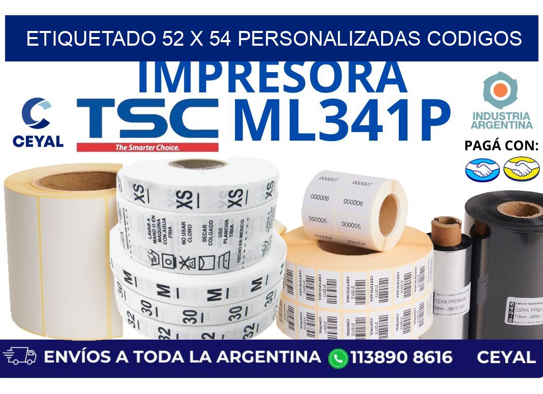 etiquetado 52 x 54 personalizadas codigos