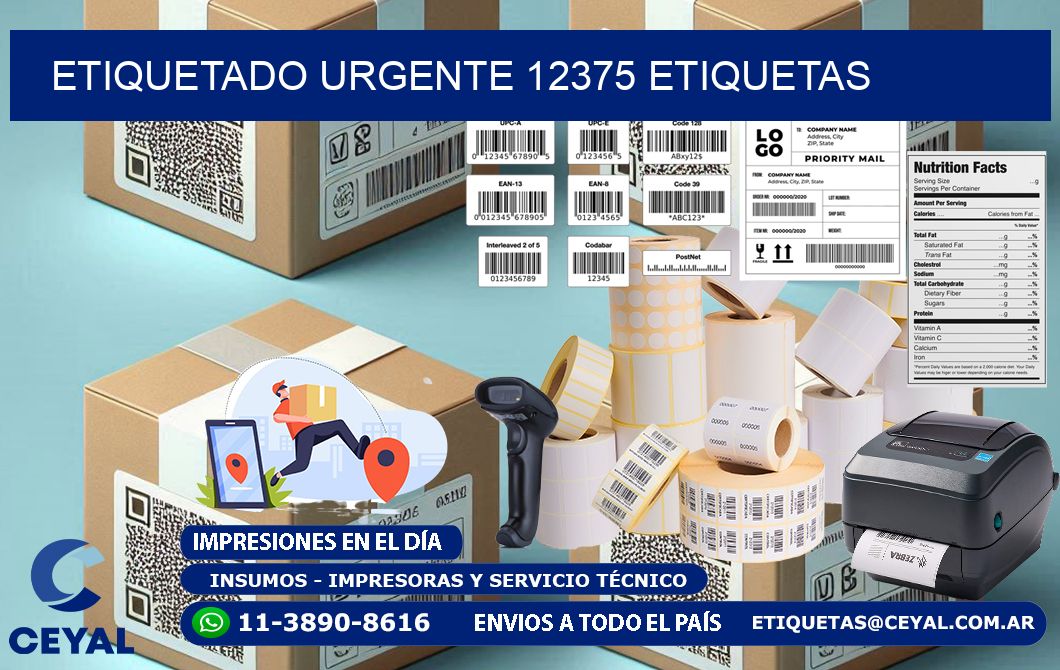 etiquetado urgente 12375 etiquetas