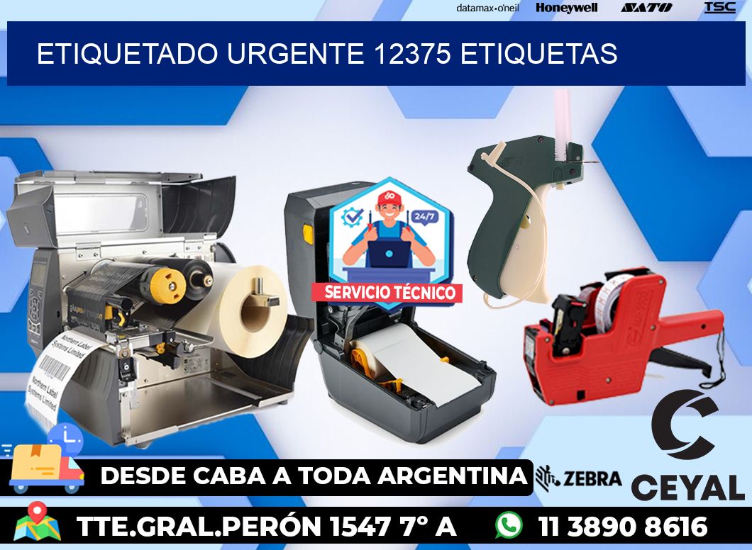 etiquetado urgente 12375 etiquetas