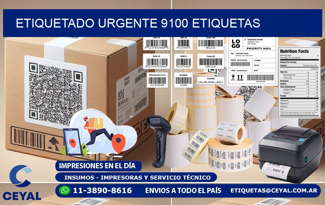 etiquetado urgente 9100 etiquetas