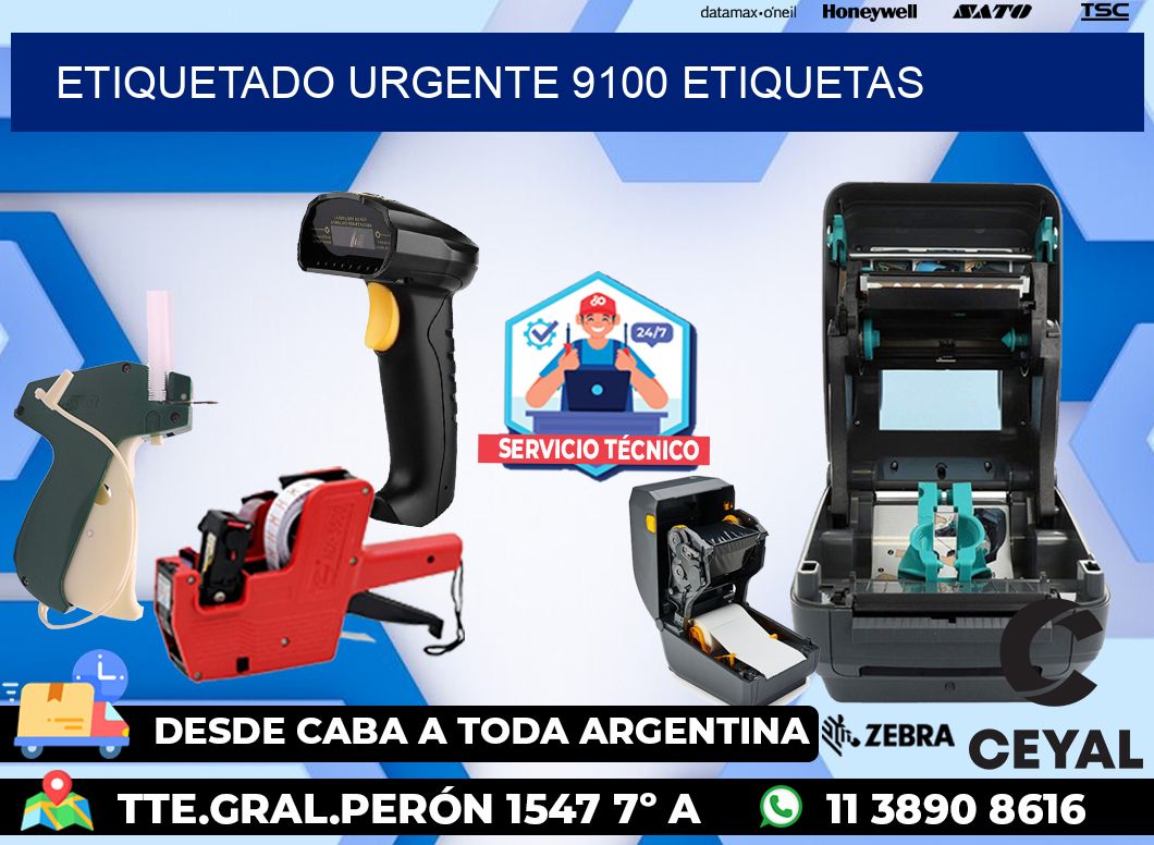 etiquetado urgente 9100 etiquetas