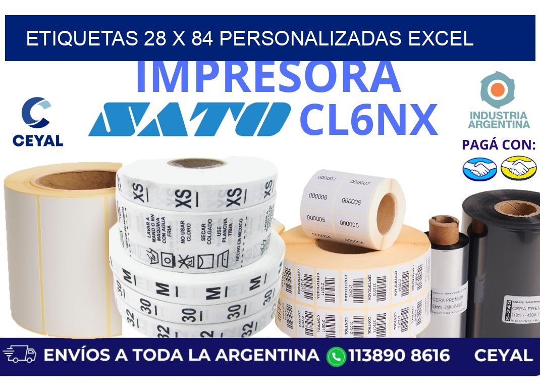 etiquetas 28 x 84 personalizadas excel