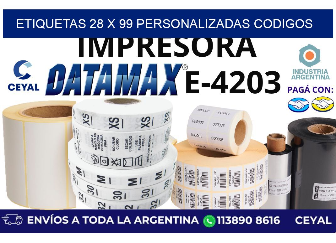 etiquetas 28 x 99 personalizadas codigos