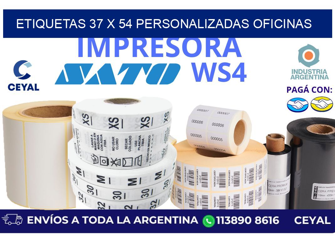etiquetas 37 x 54 personalizadas oficinas