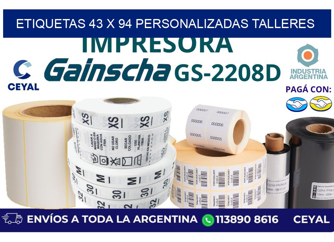 etiquetas 43 x 94 personalizadas talleres