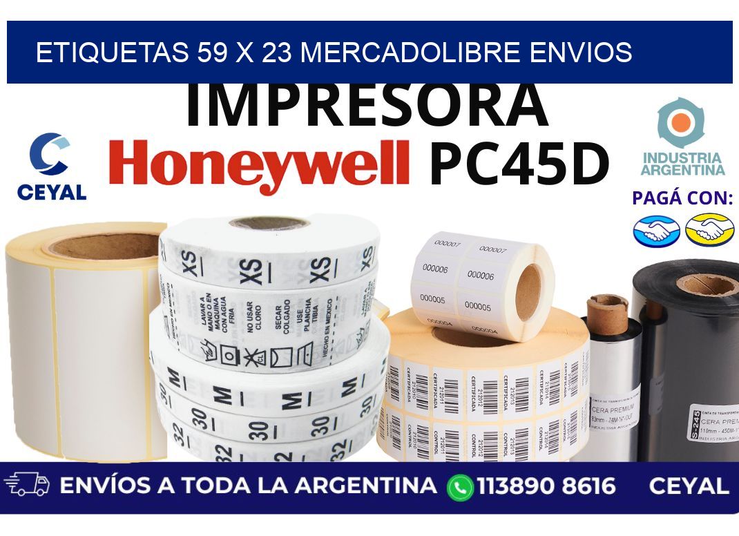 etiquetas 59 x 23 mercadolibre envios