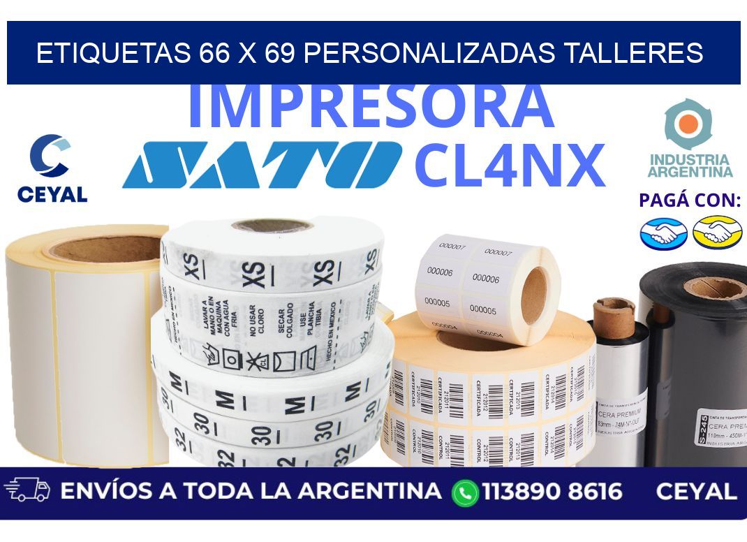 etiquetas 66 x 69 personalizadas talleres