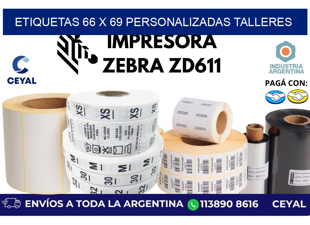 etiquetas 66 x 69 personalizadas talleres