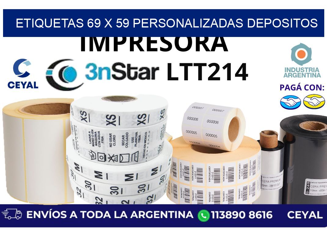 etiquetas 69 x 59 personalizadas depositos