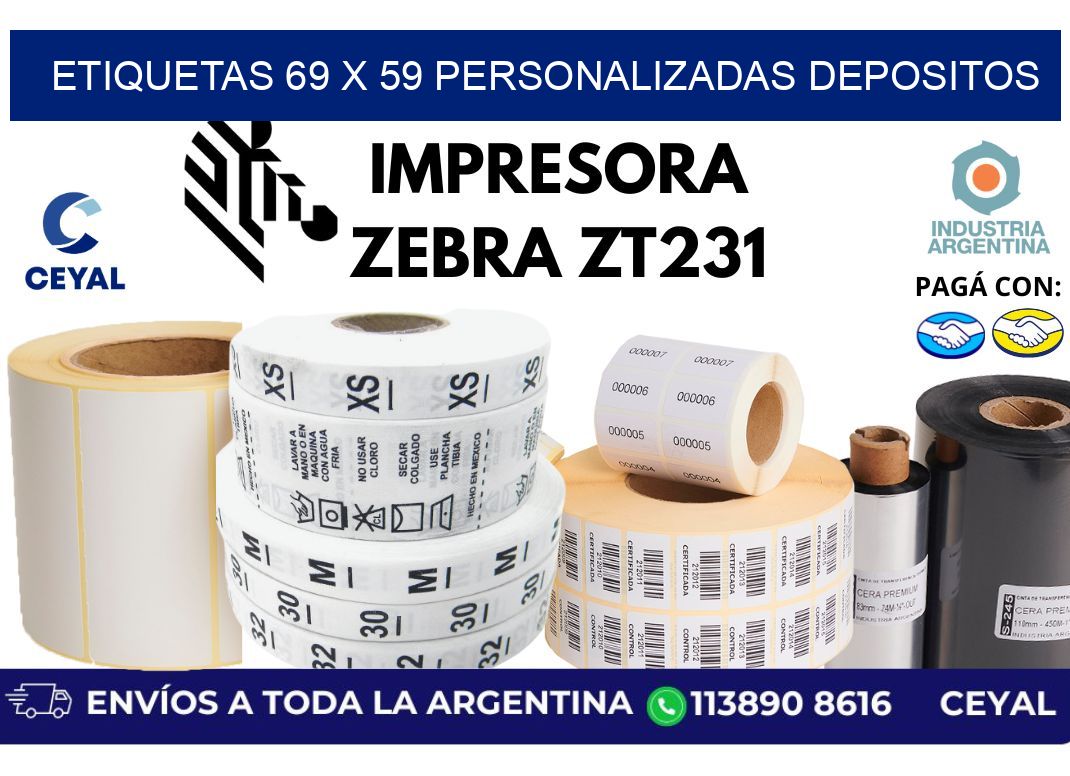 etiquetas 69 x 59 personalizadas depositos