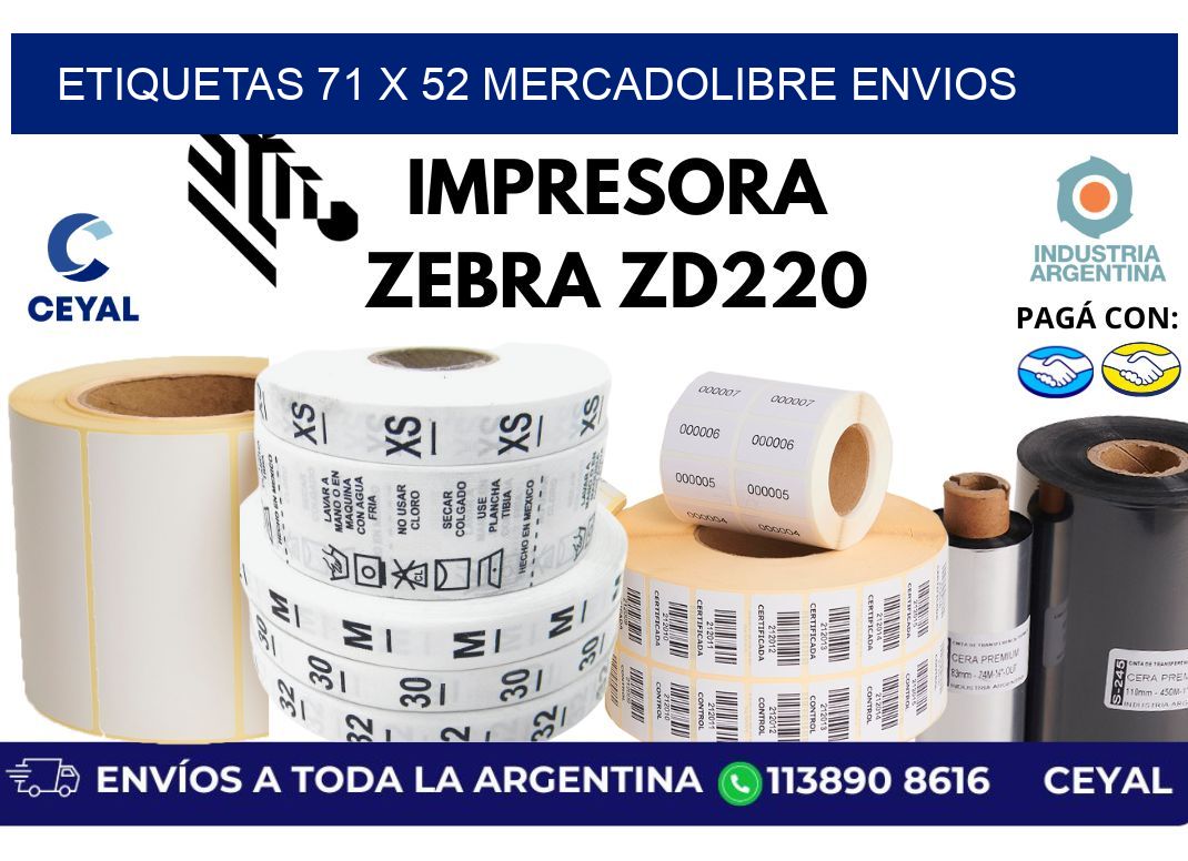 etiquetas 71 x 52 mercadolibre envios