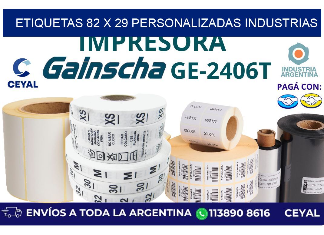 etiquetas 82 x 29 personalizadas industrias