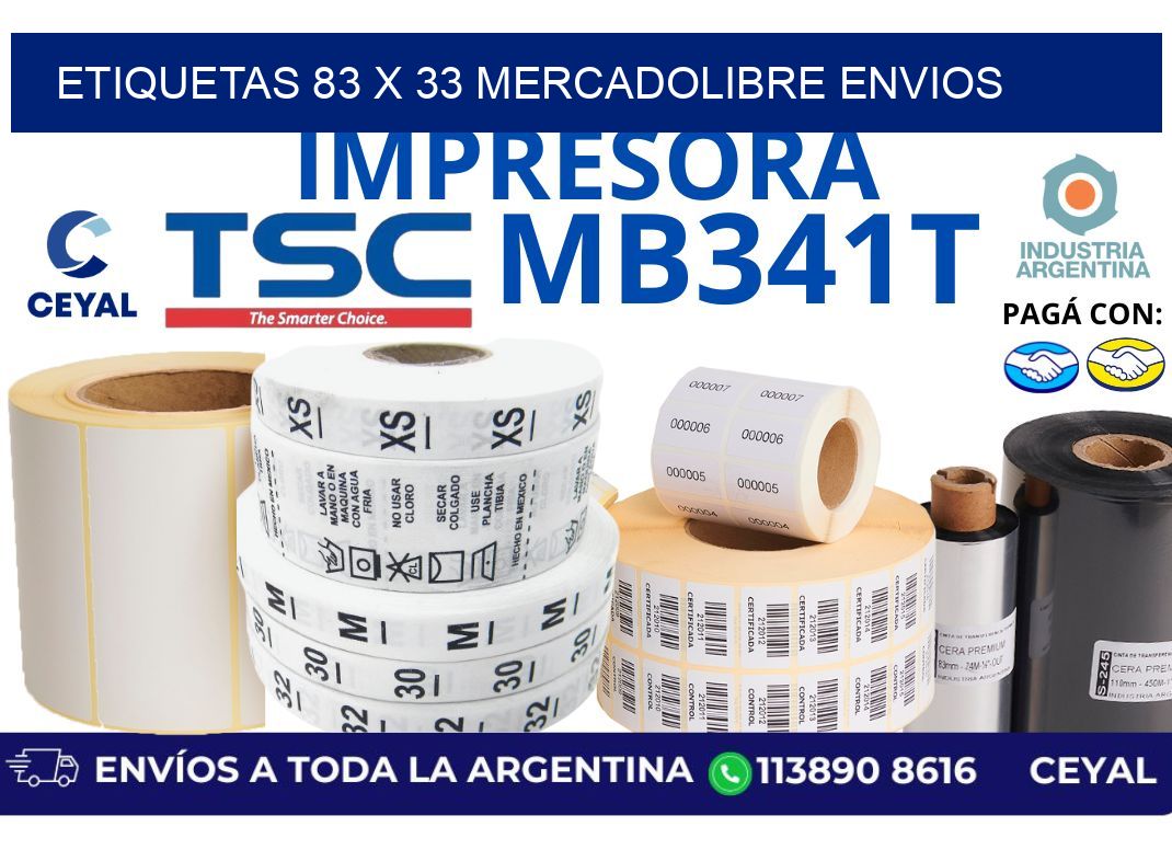 etiquetas 83 x 33 mercadolibre envios