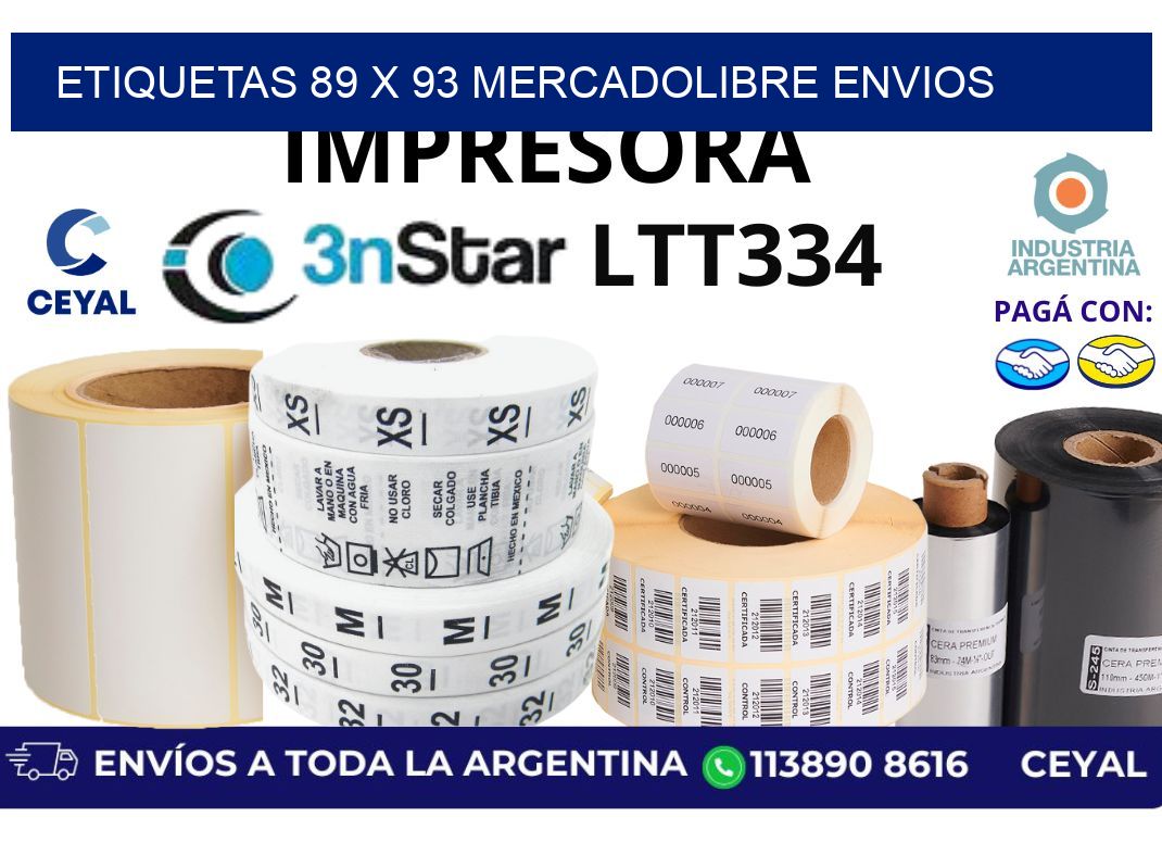 etiquetas 89 x 93 mercadolibre envios