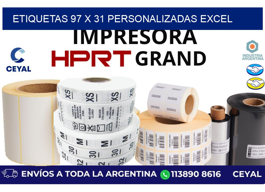 etiquetas 97 x 31 personalizadas excel