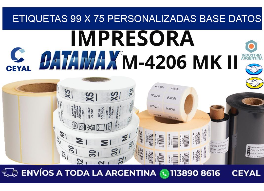 etiquetas 99 x 75 personalizadas base datos