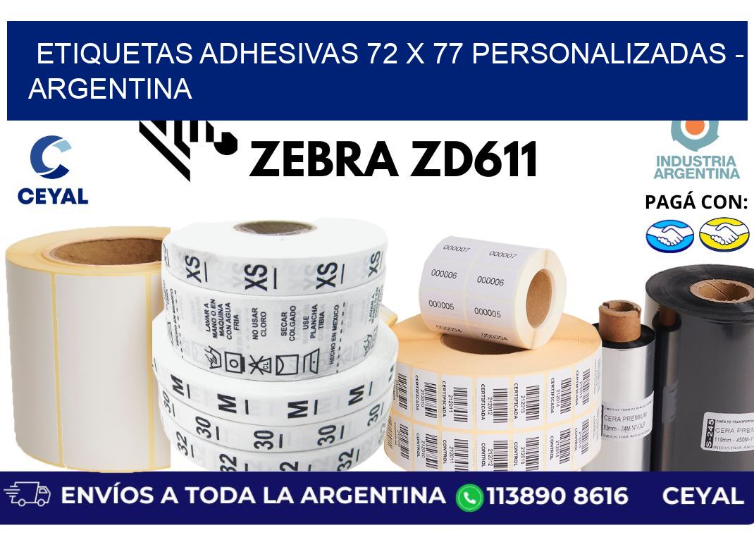etiquetas adhesivas 72 x 77 personalizadas – Argentina