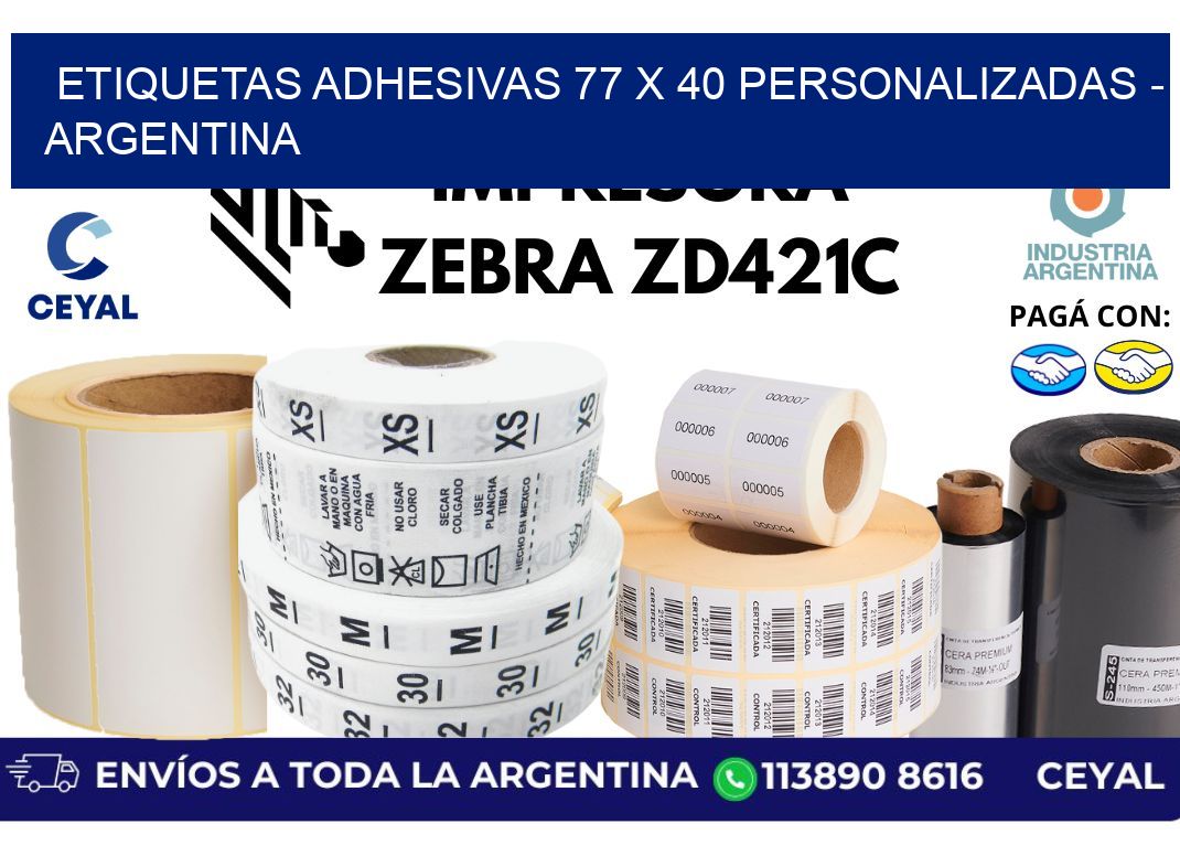 etiquetas adhesivas 77 x 40 personalizadas – Argentina