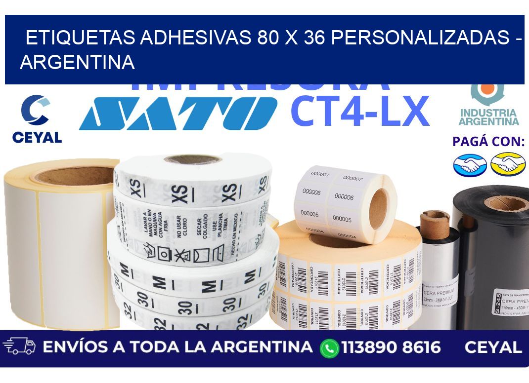 etiquetas adhesivas 80 x 36 personalizadas - Argentina
